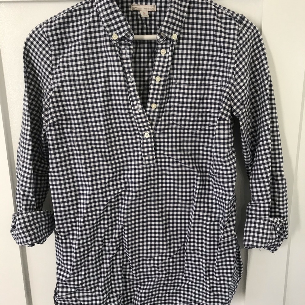 Navy & White Gingham Maternity Top